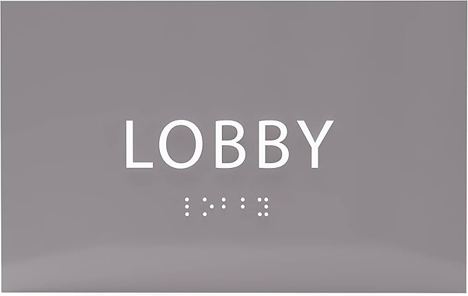 6" X4" Lobby Sign - Tactile Graphics Grade 2 Braille Text Reception Area Sign| Utility ADA Compliant Wall Mount Plastic Signs For Hospital, Offices, Businesses & Apartments