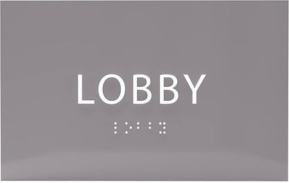 6" X4" Lobby Sign - Tactile Graphics Grade 2 Braille Text Reception Area Sign| Utility ADA Compliant Wall Mount Plastic Signs For Hospital, Offices, Businesses & Apartments
