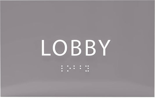 6" X4" Lobby Sign - Tactile Graphics Grade 2 Braille Text Reception Area Sign| Utility ADA Compliant Wall Mount Plastic Signs For Hospital, Offices, Businesses & Apartments