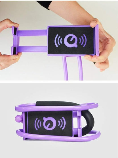 Chapter Seven Universal Smart Mobile Phone Stand,Hanging on Neck Cell Phone Mount Holder, Flexible Lazy Bracket DIY Free Rotating for Multiple Functions (Black) (Purple)