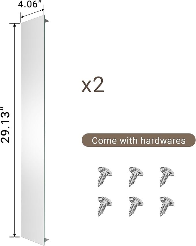 Side Mirrored Kits, 4'' W x 30'' H Decorative Side Mirrors Set of 2 for 30-Inch-Height Front & Backlit Lighted Mirror Cabinet Surface-Mounting-Use Only (for Model-Terri)