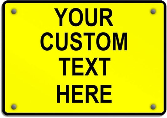 Aluminum Weatherproof Metal Sign Multiple Sizes Custom Personalized Text Here Yellow Black Caution Horizontal Street Signs 24x18Inches