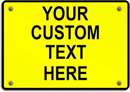 Aluminum Weatherproof Metal Sign Multiple Sizes Custom Personalized Text Here Yellow Black Caution Horizontal Street Signs 14x10Inches
