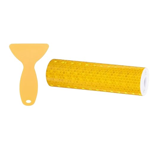 PATIKIL 6 Inch x 10 ft Reflective Tape, 1 Roll Waterproof Self Adhesive High Visibility Caution Warning Safety Tape Reflector with Scraper for Trucks Trailers Cars, Yellow