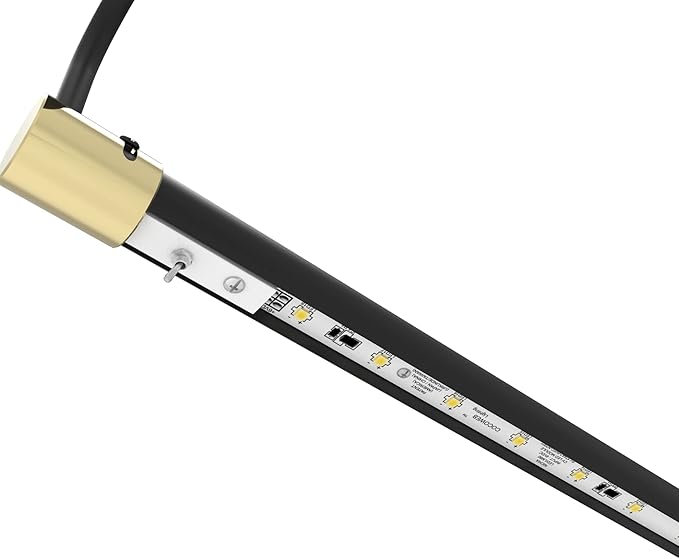 Cocoweb 30 Inch Tru-Slim Black and Brass Picture Light - LED, 2700K, Adjustable Arm, Plug-in, Toggle Switch, Sleek and Compact Design