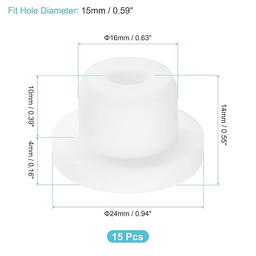 uxcell 15Pcs Silicone Hole Plug, Waterproof Round Rubber Stoppers Bottle Seal Plug Tube Pipe End Cap for 15mm/0.59" Hole for Bathtub Bottle, White