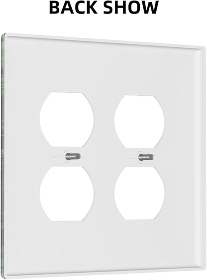Decorative Outlet Covers Red Mushroom Flowers Green Leaf Plants 2 Gang Wall Plate Double Duplex Light Switch Cover Switch Plate Covers Faceplate for Bedroom Home Decor