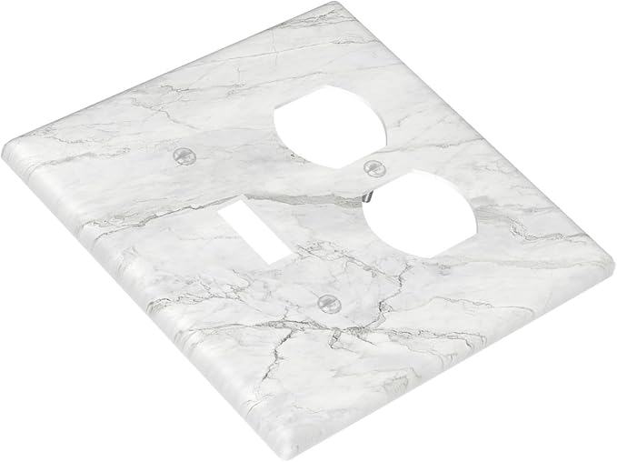 Wallplates Marble Granite White And Grey 1 Toggle 1 Duplex Switch Plate Electrical GFCI Faceplate Decorative Light Switch Covers for Home Bedroom Decor