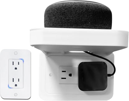 ALLICAVER Outlet Shelf, (Horizontal Decora Standard) Bathroom Wall Holder with Built-in Cable Management, Wall Organizer for Smart Home Decor Space Saving Electric Toothbrush Use as Echo Holder