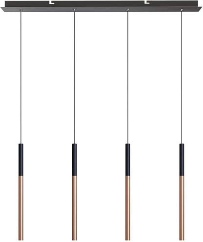 ALTAIR 4 Mini Pendant Lighting Black-Copper - LED Hanging Light Fixture for Kitchen Island, Bar, Foyer - Cluster Pendants - Dimmable, Adjustable Wire, Lamp Bulb Included