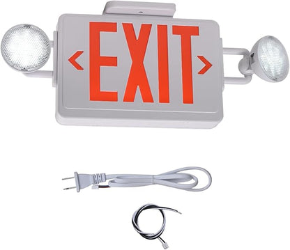 Emergency Exit Sign with Lights Battery backup, 200lm 3Hours Plug in Red Exit Signs with Emergency Lights for Business, Battery Operated,UL 924 AC85-277V