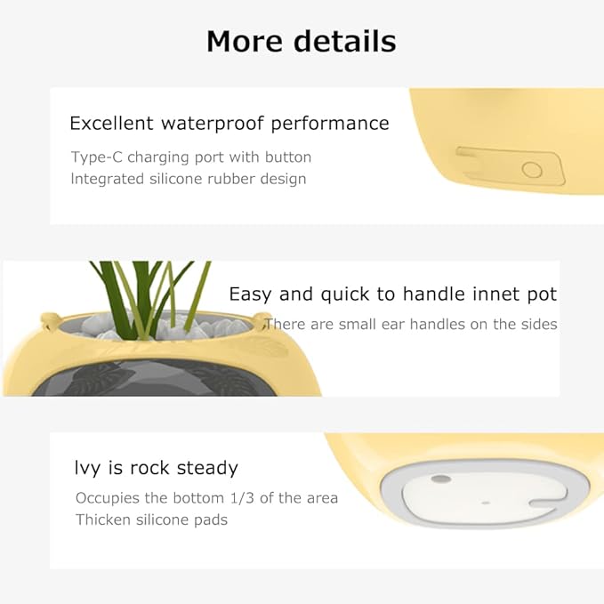 Intelligent flower pot, electronic bud, maintenance plant assistant, fun interactive flower pot, indoor green planting monitoring, LCD screen display, cell phone APP connection (Yellow)