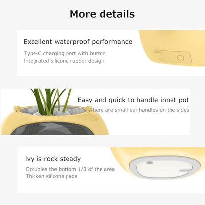 Intelligent flower pot, electronic bud, maintenance plant assistant, fun interactive flower pot, indoor green planting monitoring, LCD screen display, cell phone APP connection (Yellow)