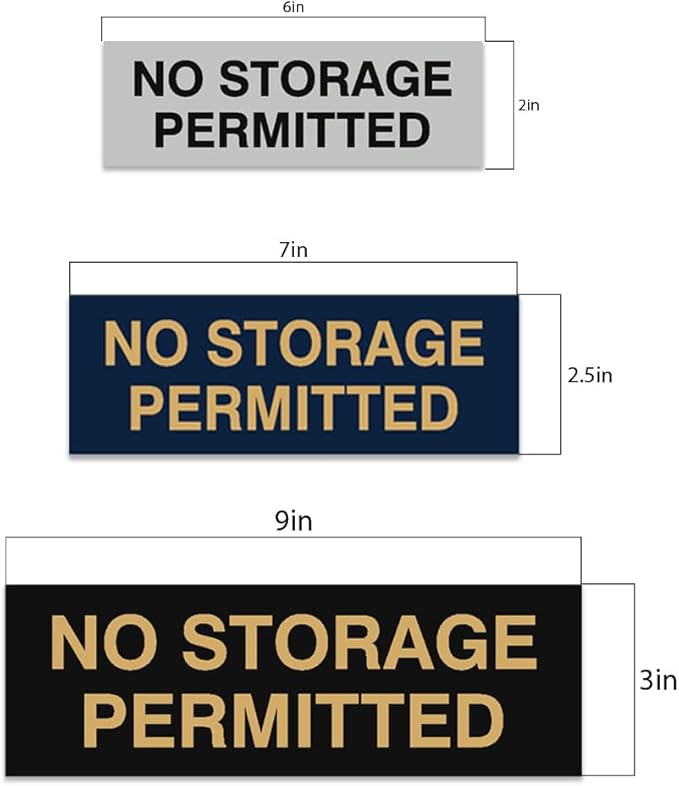 Signs ByLITA Basic No Storage Permitted Sign | Powerful Foam Tape (Black/Gold) - Medium 2 Pack