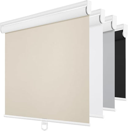 ChrisDowa Cordless Blackout Roller Shades for Windows, Thermal Insulated UV Protection Pull Down Shades, Total Blackout Window Blinds for Home, Office, Bedroom, Door (39" W x 72" H, Beige)