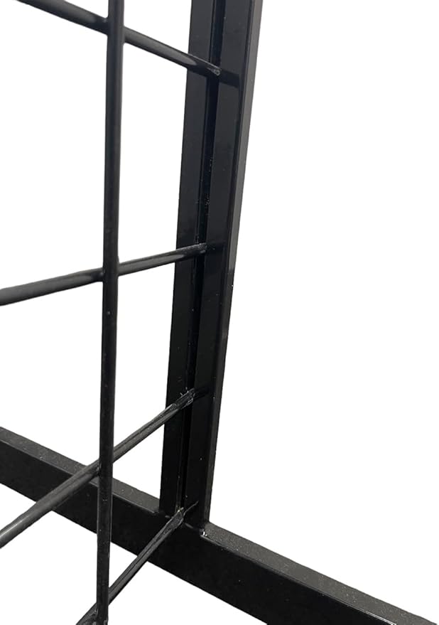 Only Hangers 2' x 6' Grid Wall Panel Floorstanding Display Fixture with Deluxe T-Style Base, Black or White. Three-Pack Combo. (BLACK WITH EZ SLIDE ON LEGS (NO HARDWARE REQUIRED))