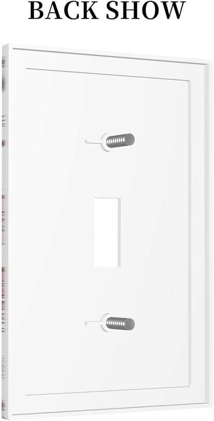 Decorative Light Switch Cover Modern Watercolor Flower Pink White Wildflower 1 Gang Single Toggle Decorator Outlet Wall Plate Device Electrical Faceplate Switchplates for Bedroom Home Decor