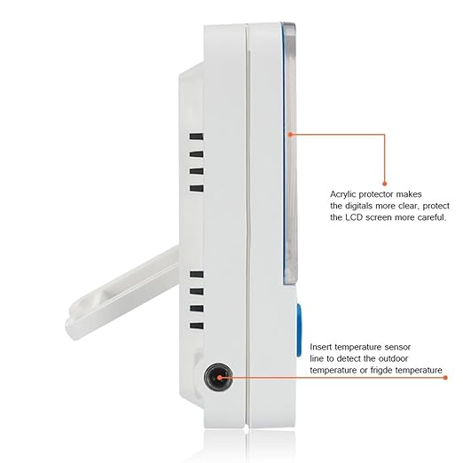 Fridge Freezer Thermometer Max/Min Memory High & Low Temperature Alarms Settings with LED Indicator Digital Refrigeration Thermometer with Magnetic,Stander 2 Pack