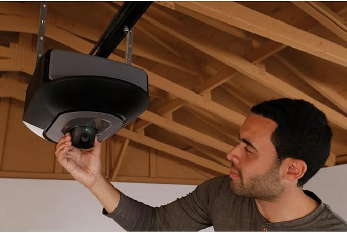 Chamberlain B4643T Smart Built in Camera-myQ Smartphone Controlled-Ultra Quiet, Strong Belt Drive, Blue Garage Door Opener