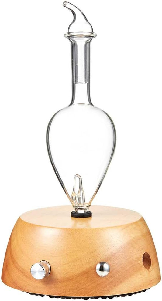 Elegance Aromatherapy Diffuser for Essential Oil, Waterless Glass Nebulizer w/Auto-Off Switch, BPA Free - Lightwood
