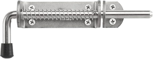 JQK Spring Loaded Sliding Bolt Latch, Heavy Duty 304 Stainless Steel Thickened 4mm Door Lock Barrel Bolt, 8.6 Inch Brushed Finished, HSB500
