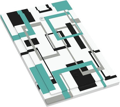 Geometric Turquoise Black Gray Modern Abstract Boho Light Switch Cover Plate 1 Gang No Device Blank Electrical Wall Plates Faceplate Decorative Switch Plate Covers for Office Nursery Decor