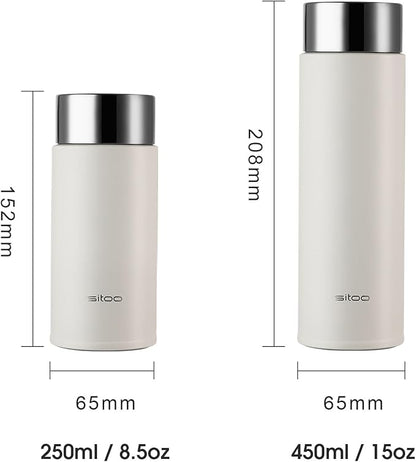 Vsitoo Smart self cleaning Insulated Water Bottle, 8.5oz Stainless Steel Vacuum Flask, AI Self-Clean, 30-Day Battery Life, BPA-Free, Magnetic Charging, Portable Travel Mug Gifts for Men Women, White