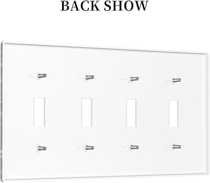 White Flowers Green Leaves Light Switch Covers Quad Toggle 4 Gang Wall Plate Decorative Switchplate Electrical Faceplate for Farmhouse Bathroom Living Decor