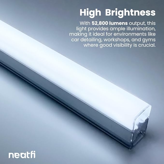 Neatfi LED Super Bright Garage Light, 52, 800 Lumens, Ceiling Lighting for Auto Shops, Gym, Basement, Warehouse, Barber and Beauty Salons (3 Rectangles, Cool White)