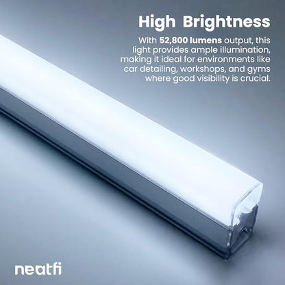 Neatfi LED Super Bright Garage Light, 52, 800 Lumens, Ceiling Lighting for Auto Shops, Gym, Basement, Warehouse, Barber and Beauty Salons (3 Rectangles, Cool White)