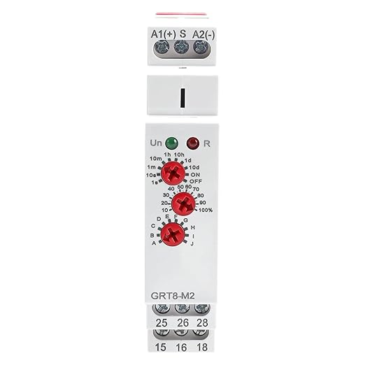 GRT8 M2 Multifunction Time Relay 2 Outputs 16A Adjustable Relay 12V Electronic Timer Relays in Din Rail, 0.1s-10 Days Wide Range Delay On Off Automation Universal Voltage Range ACDC 12V to 240V