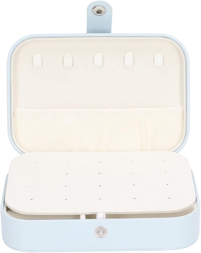 Jewelry Travel Case, Large Capacity Leather Jewelry Box, Multifunctional Travel Jewelry Organizer with 5 Necklace Hooks, 20 Earring Slots, 12 Ring Grooves, for Earrings Rings Brace