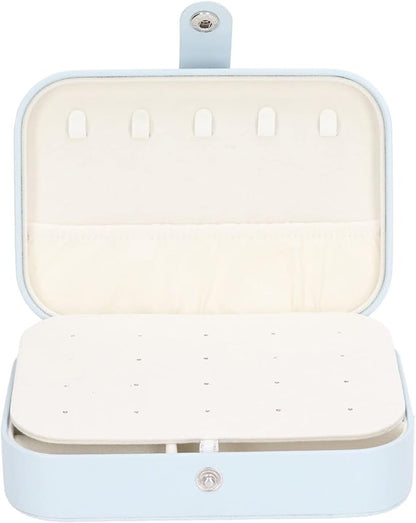 Jewelry Travel Case, Large Capacity Leather Jewelry Box, Multifunctional Travel Jewelry Organizer with 5 Necklace Hooks, 20 Earring Slots, 12 Ring Grooves, for Earrings Rings Brace