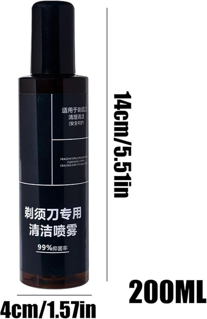 Electric Razor Cleaner- 200ml Shaver Cleaning Solution, Convenient Electric Shaver Blade Cleaner Spray | Portable Professional Cleaning Liquid Solution For Barbershop Home Men Hygiene Maintenance
