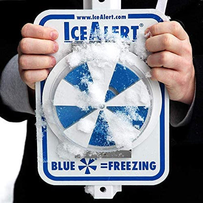 SmartSign 4-Pack Ice Alert Sign - 12 x 7 inch, Universal Mount Temperature Sensitive Indicator with Post-Section Bracket, 40 mil Rustproof Aluminum, Blue, Grey and White, Made in USA