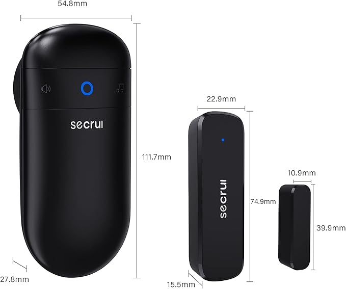 SECRUI Door Chime, Door Sensor Chime for Door Opens – Door Ringer with 500ft Operating Range 58 Chime 110dB LED Indicators –Entry Alert Chime for Business/Home/Office (1 Receiver+2 Sensors)