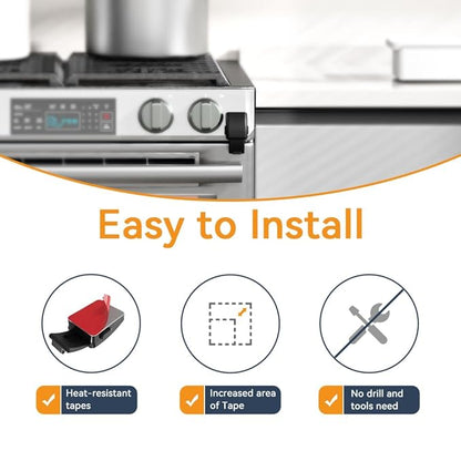 EUDEMON 1 Pack Updated Oven Front Lock,Childproof Oven Door Lock, Easy to Install & Use Durable and Heat-Resistant Material no Tools Need or Drill(Black)