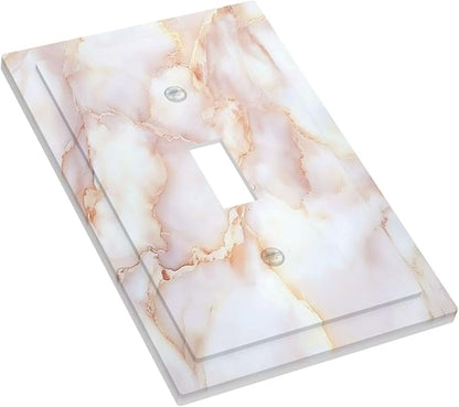 Decorative Light Switch Cover Pink Jade Marble Granite 1 Gang Single Toggle Device Electrical Faceplate Switchplates Decorator Outlet Wall Plate For Bathroom Kitchen Decor