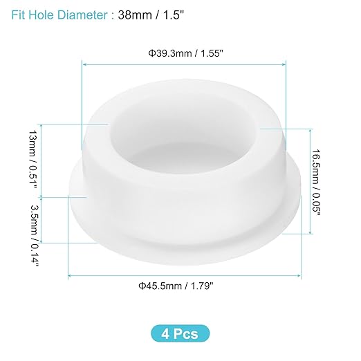 uxcell 4Pcs Silicone Hole Plug, Waterproof Round Rubber Stoppers Bottle Seal Plugs Tube Pipe End Caps for 38mm/1.5" Hole for Bathtub Bottle, White