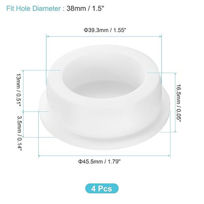 uxcell 4Pcs Silicone Hole Plug, Waterproof Round Rubber Stoppers Bottle Seal Plugs Tube Pipe End Caps for 38mm/1.5" Hole for Bathtub Bottle, White