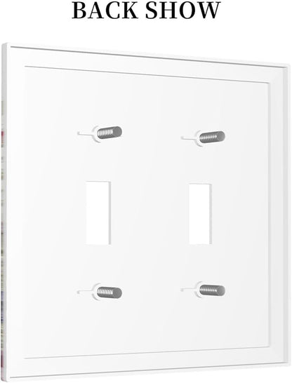 Decorative Switch Plates Boho Wildflower Colorful Floral Butterfly 2 Gang Double Toggle Outlet Light Switch Cover Wall Plate Electrical Faceplate For Bed Room Living Room Decor