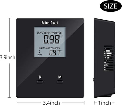 Home Radon Detector, Portable Radon Tester, Long and Short Term Monitor, Monitor Your Home Radon Level, Prevent Radon Exceed, Powered by Rechargeable Battery, Black