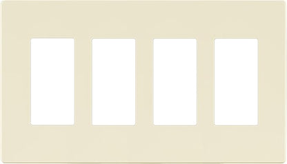 LIDER Matte Finish Decorator Switch Cover, Screwless Wall Plate, Mid-Size 4-Gang 4.88" x 8.58", Unbreakable Polycarbonate Thermoplastic, UL Listed, LSWP-34M-LA, Light Almond