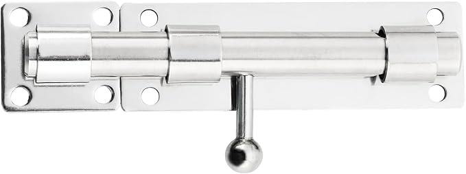 Alise 6 inch Barrel Bolt Latch,Slide Bolt Latch,Heavy Duty Solid SUS304 Stainless Steel Slide Lock for Wooden Fence,Barn Door,Interior or Outdoor Door Chrome MS8000