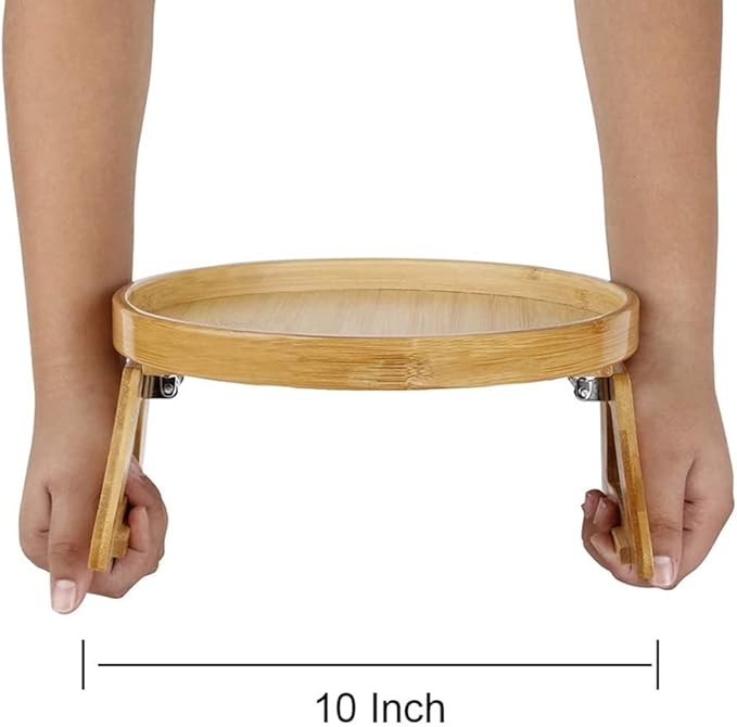Clip On Tray Sofa Table, Bamboo Couch Arm Tray, Folding Sofa Armrest Tray Table for Drinks, Snacks, Phone & Remote – Portable Clip-On Side Table for Couch, Recliner & Armchair