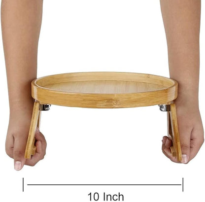 Clip On Tray Sofa Table, Bamboo Couch Arm Tray, Folding Sofa Armrest Tray Table for Drinks, Snacks, Phone & Remote – Portable Clip-On Side Table for Couch, Recliner & Armchair