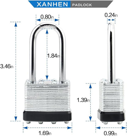 Lock Outdoor Padlocks, Key Lock, Padlocks with Same Key - Laminated Steel Keyed Padlocks with Long Shackle, 60 Pack, for Hasp Latch, Sheds, Fences, Storage Locker, School, Gym