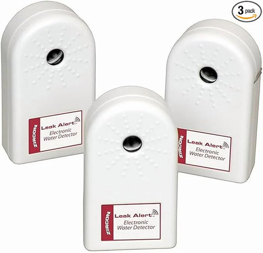 Zircon Leak Alert 3-Pack Water Detector Alarm – 90 dB Battery-Powered Leak & Flood Sensor for Basement, Kitchen, Bathroom, Utility Room – Early Water Detection & Damage Prevention