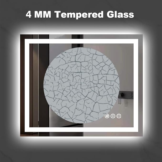 Amorho 50" X36" LED Bathroom Mirror, Front and Backlight, Stepless Dimmable Wall Mirrors with Anti-Fog, Shatter-Proof, Memory, 3 Colors, Double LED Vanity Mirror(Horizontal/Vertical)