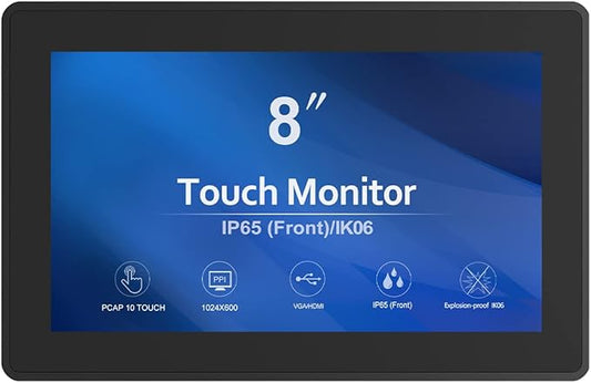GreenTouch 8 Inch Open Frame 1024x600 HDMI PCAP Touch Monitors for Consumer, Retail POS, and Hospitality Markets